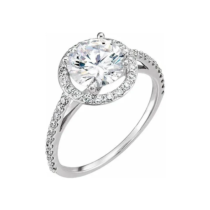 engagement-ruby-unique-ring-VIVIENNE Pavé Halo Four Prong Solitaire Lab Diamond Engagement Ring in 18K White Gold