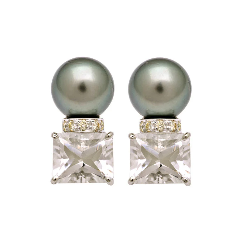 ladies-statement-gold-earrings-Earrings-Crystal, South Sea Pearl and Diamond