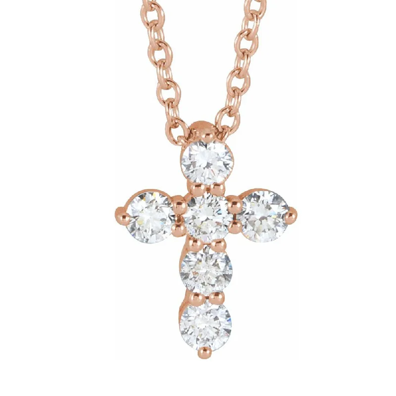 Ladies necklaces fancy elegance -14K Yellow, White or Rose Gold Diamond 6-Stone Cross Necklace, 16-18in