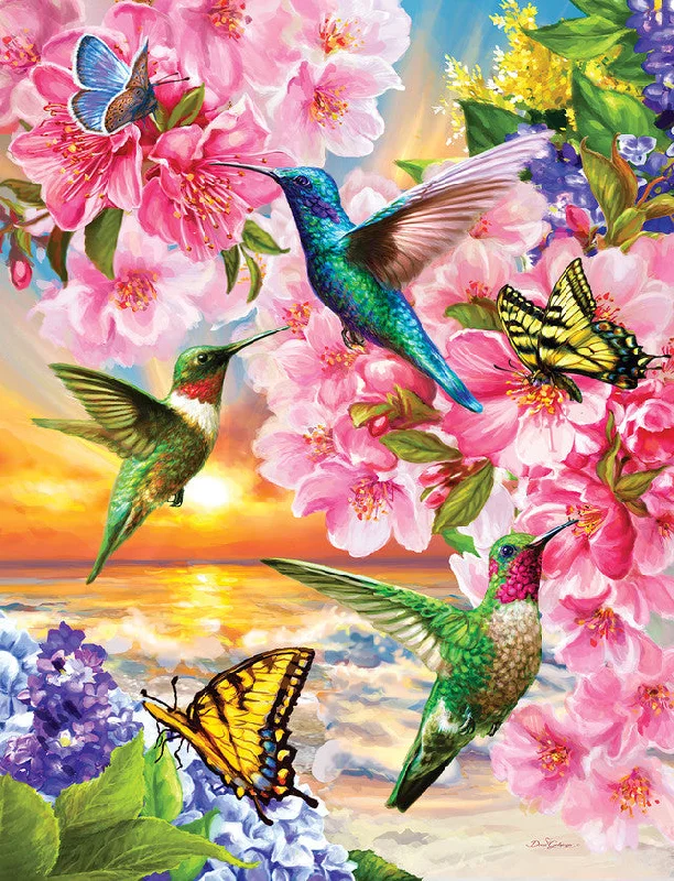 ladies-custom-diamond-rings-Springbok Hummingbirds 500 Piece Jigsaw Puzzle