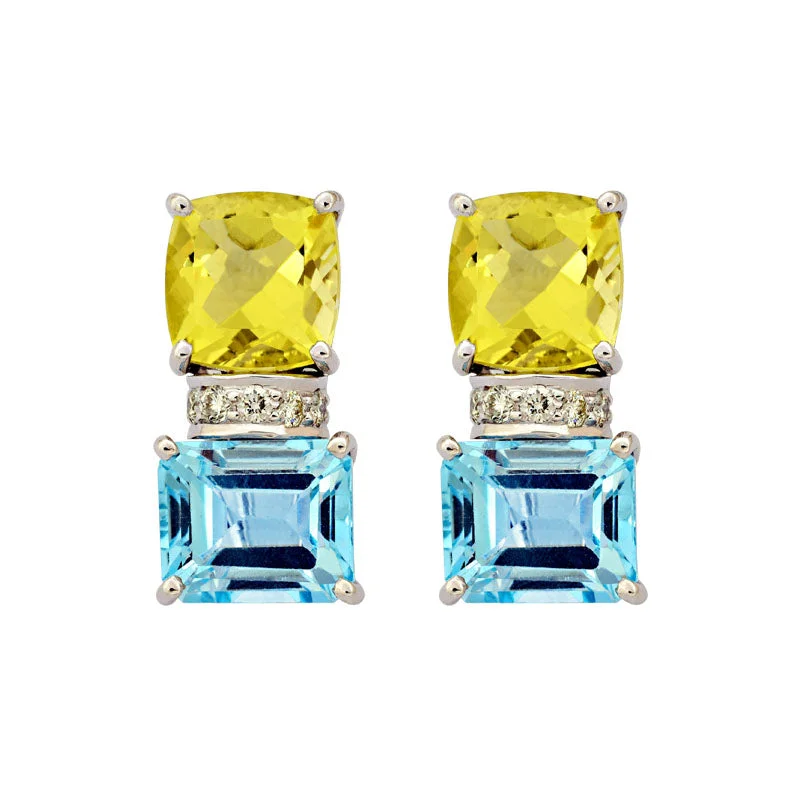 ladies-affordable-diamond-earrings-Earrings-Blue Topaz, Lemon Quartz and Diamond