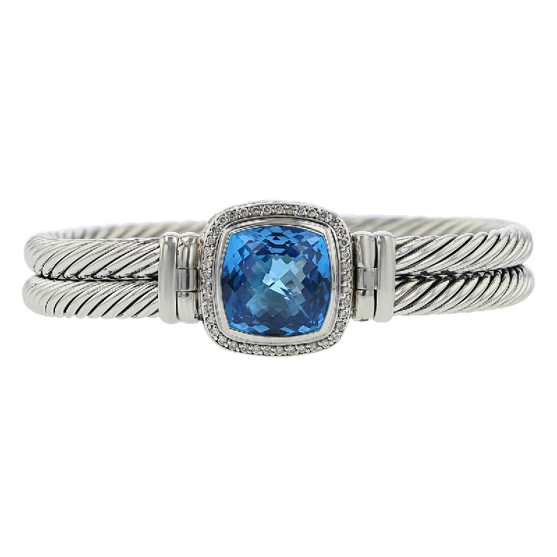 Ladies bracelets for path vibes -David Yurman Blue Topaz And Diamond Albion Double Cable Bracelet